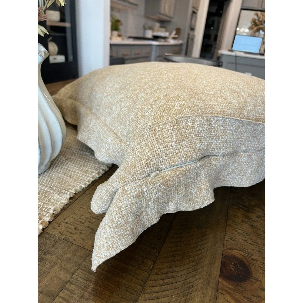 Oversized Square Throw Pillow Dark Tan/Cream Threshold w Studio McGee